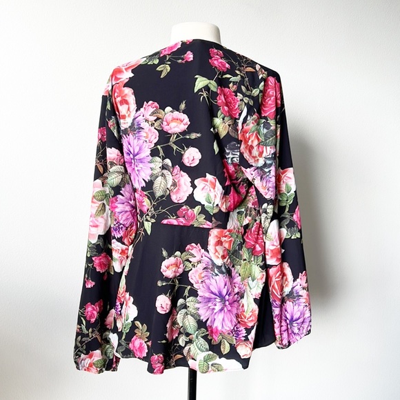 City Chic Floral Wrap Blouse - Picture 5 of 13
